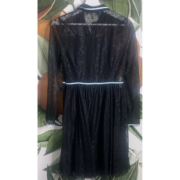 Maje Size 3 US Large Black Rabilo Floral Lace Dress Button Front Long Sleeve - Picture 4 of 4